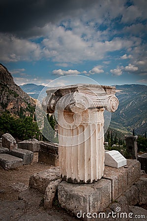 Part of Greek marble pillar Stock Photo