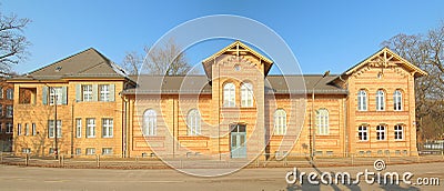 Part of the historic Jahn-Gymnasium, listed as monument in Greifswald Stock Photo