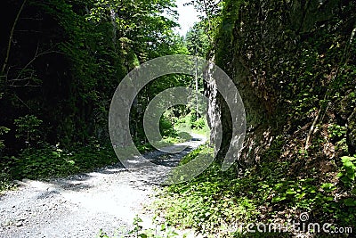 Part Ilanovska valley called Gate - crossing between large rocks at the entrance to the pathway to the mountain saddle called Stock Photo