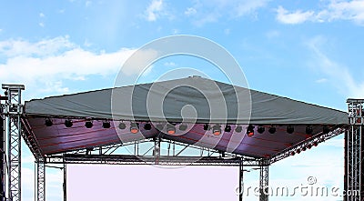 Part Illuminated blank concert stage Stock Photo