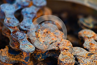 Part of industrial roller chain, soft focus Stock Photo