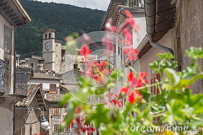 Part of Italian Scanno old city in province of L`Aquila the Abruzzo Editorial Stock Photo