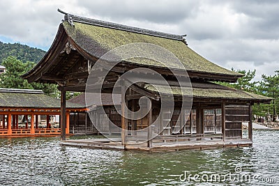 Part of itsukushima Shinto Shrine barely above sea level. Editorial Stock Photo