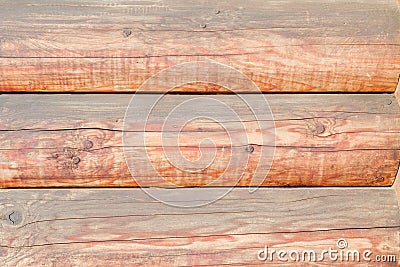 Part of the log wall. Horizontal arrangement. Close-up Stock Photo