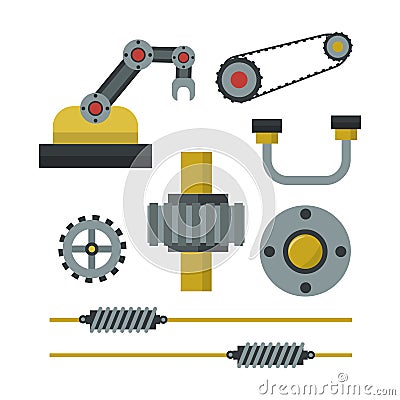 Part of machinery manufacturing work detail gear mechanical equipment industry vector illustration. Vector Illustration