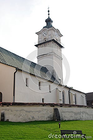 Part of Main square of historical Spisska Sobota town, currently city district of Poprad Stock Photo