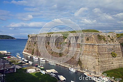 Part of the medieval fortress in Corfu Stock Photo