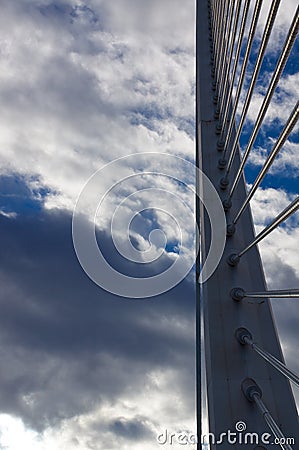 Part modern bridge Valencia on sunset sky. Spain. Editorial Stock Photo