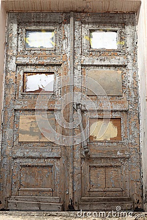 Part of old ruined door Stock Photo