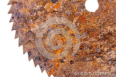 Part of old rusty circular saw blade Stock Photo