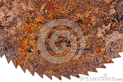 Part of old rusty circular saw blade Stock Photo