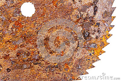Part of old rusty circular saw blade Stock Photo