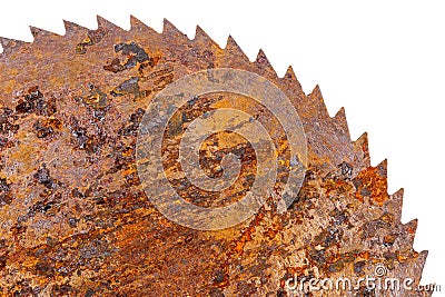 Part of old rusty circular saw blade Stock Photo