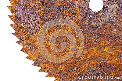 Part of old rusty circular saw blade Stock Photo