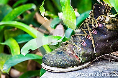 Part of a old shoes, image of vintage style Stock Photo