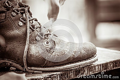 Part of a old shoes, image of vintage style Stock Photo