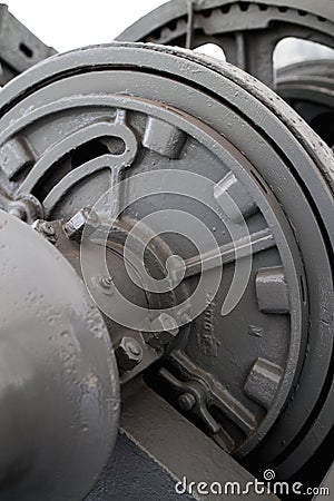 Part of Old Winch lifting Mechanical Anchoring. Stock Photo