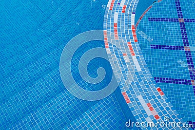 Part of the pool close-up, abstract geometry of the pool, fragments and details of the pool, pool bowl, top view, shape, lines Stock Photo