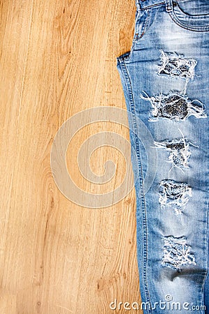 Part of ripped jeans Stock Photo