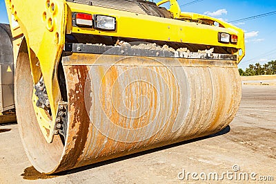 Part of road roller. Stock Photo
