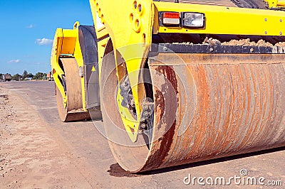 Part of road roller. Stock Photo