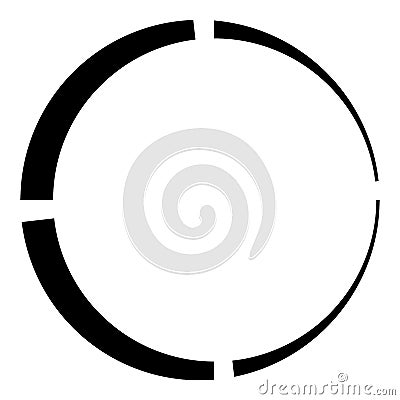 4 part, section segmented circle. Abstract dashed lines circular geometric element Vector Illustration