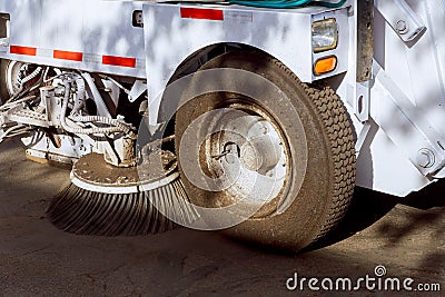 Part of a street cleaning vehicle. Stock Photo