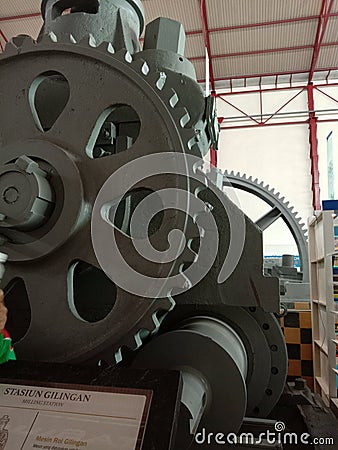 Part of sugarcane processing machine in Colomadu sugar factory Editorial Stock Photo