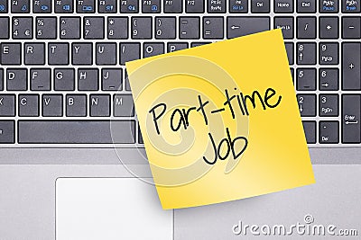 Part Time Note on Keyboard Stock Photo