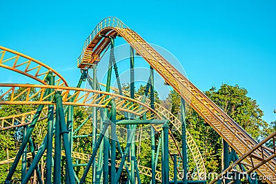 Part view of roller coaster track Stock Photo