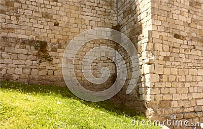 A part of the wall of the Emperor`s Castle of Frederick II of Prato Stock Photo