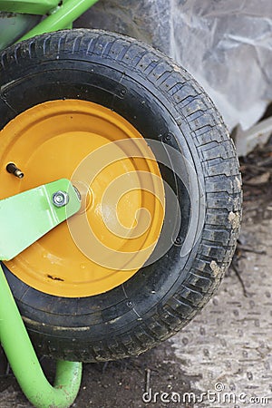 Part wheel of the wheelbarrow. Stock Photo