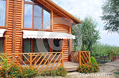 Part of the wooden house. Stock Photo