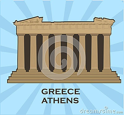 Vector silhouette of the Parthenon ruin at the Acropolis Citadel, Athens, Greece. Building Landmark Vector. Parthenon from Greek a Vector Illustration