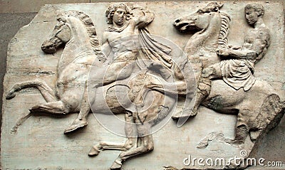 Parthenon Frieze, Elgin Marbles, British Museum, London Editorial Stock Photo