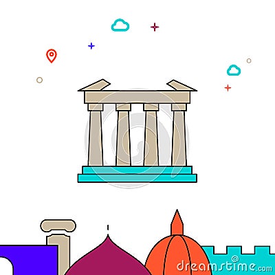 Parthenon, Greece filled line icon, simple illustration Vector Illustration