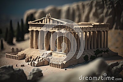 The Parthenon in Greece: A Miniature World. Stock Photo