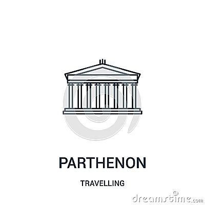 parthenon icon vector from travelling collection. Thin line parthenon outline icon vector illustration. Linear symbol Vector Illustration