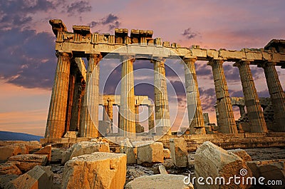 Parthenon at sunset Stock Photo