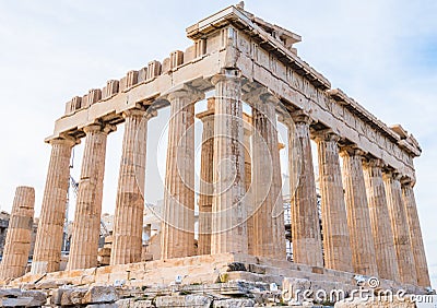 Parthenon temple in Acropolis of Athens with Doric columns in Greece Stock Photo