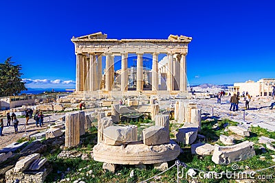 Parthenon temple on the Acropolis in Athens, Greece Editorial Stock Photo