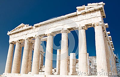 Parthenon temple on Acropolis hill in Athens, Greece Stock Photo