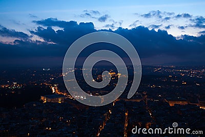 Parthenon temple and Acropolis night view Stock Photo