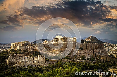 Parthenon temple on Athenian Acropolis, Athens, Greece Stock Photo