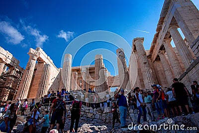 Parthenon temple on a bright day. Acropolis, Athens, Greece Editorial Stock Photo