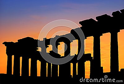 Parthenon temple at sunset Stock Photo