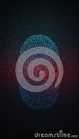 Partial fingerprint on dark background. Minimal abstract rime or mystery concept. Cybersecurity idea. Stock Photo
