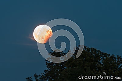 Partial lunar eclipse, August 07 2017, Regensburg, Germany Stock Photo