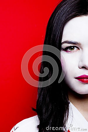 Partial portrait of Geisha Stock Photo