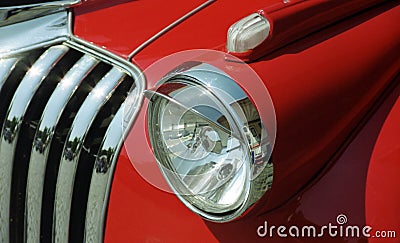 Partial view of an old red chevrolet Stock Photo